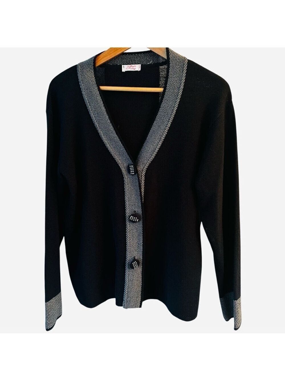 LE MAGLI DE ROSIE  Navy Cardigan Made In Italy  Grandpa Core V-neck  Womens Med